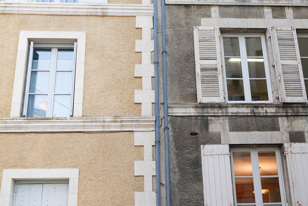 cleaning washing wall restoration building house before and after pressure water facade exterior